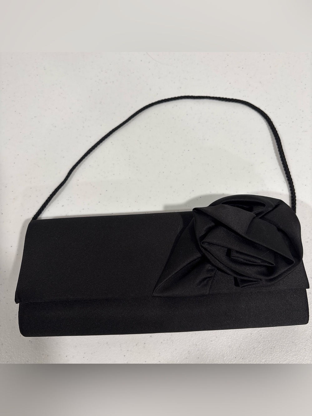 NWOT Black Floral Detail Evening Clutch